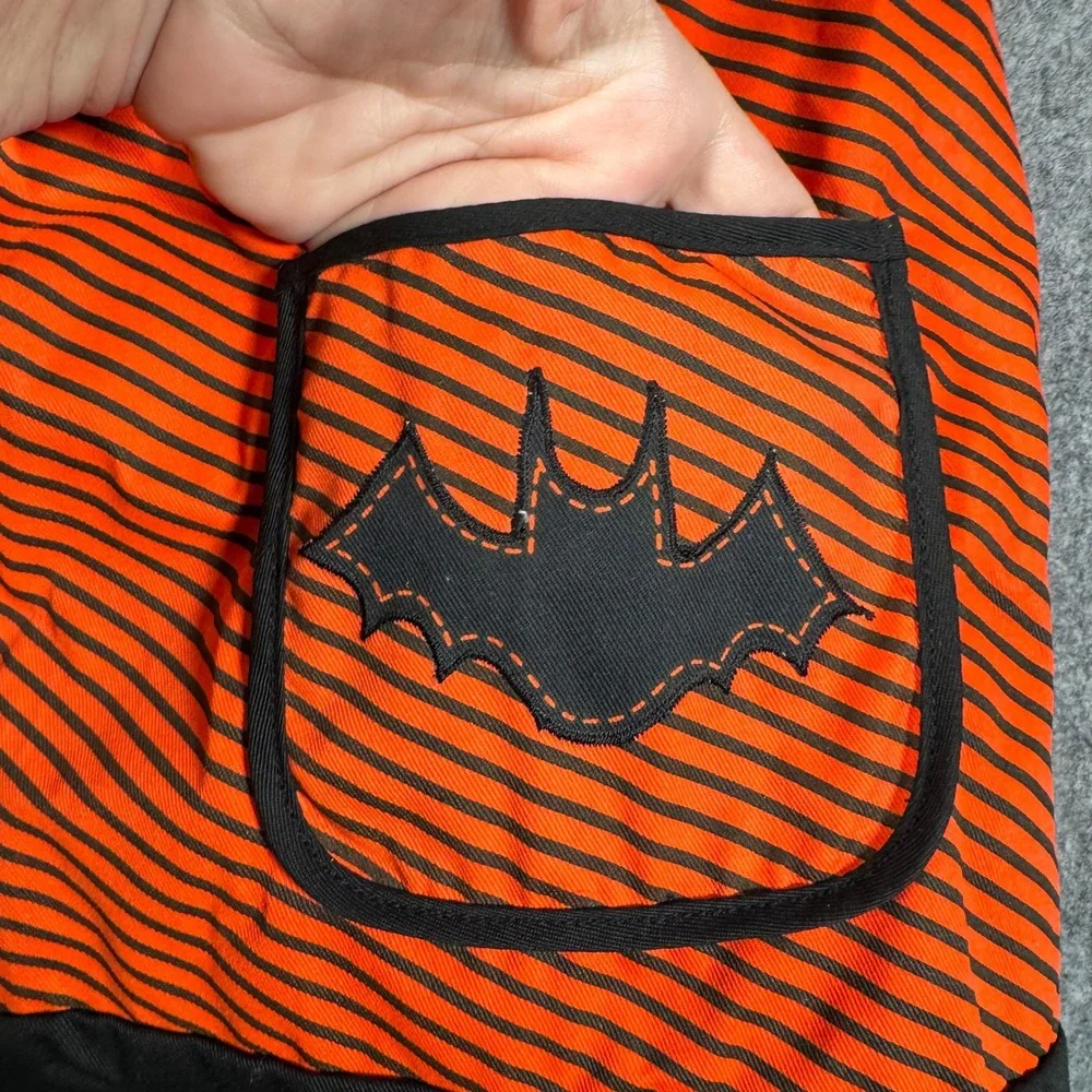 Halloween Apron Black Orange Bat‎ Witch Costume Spooky Party Holiday Decor
